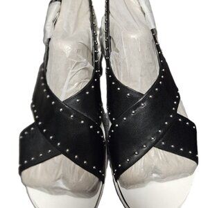 Marc Fisher Ltd Women's Delilah Black Platform Leather Sandals Sz 9.5 NEW IN BOX